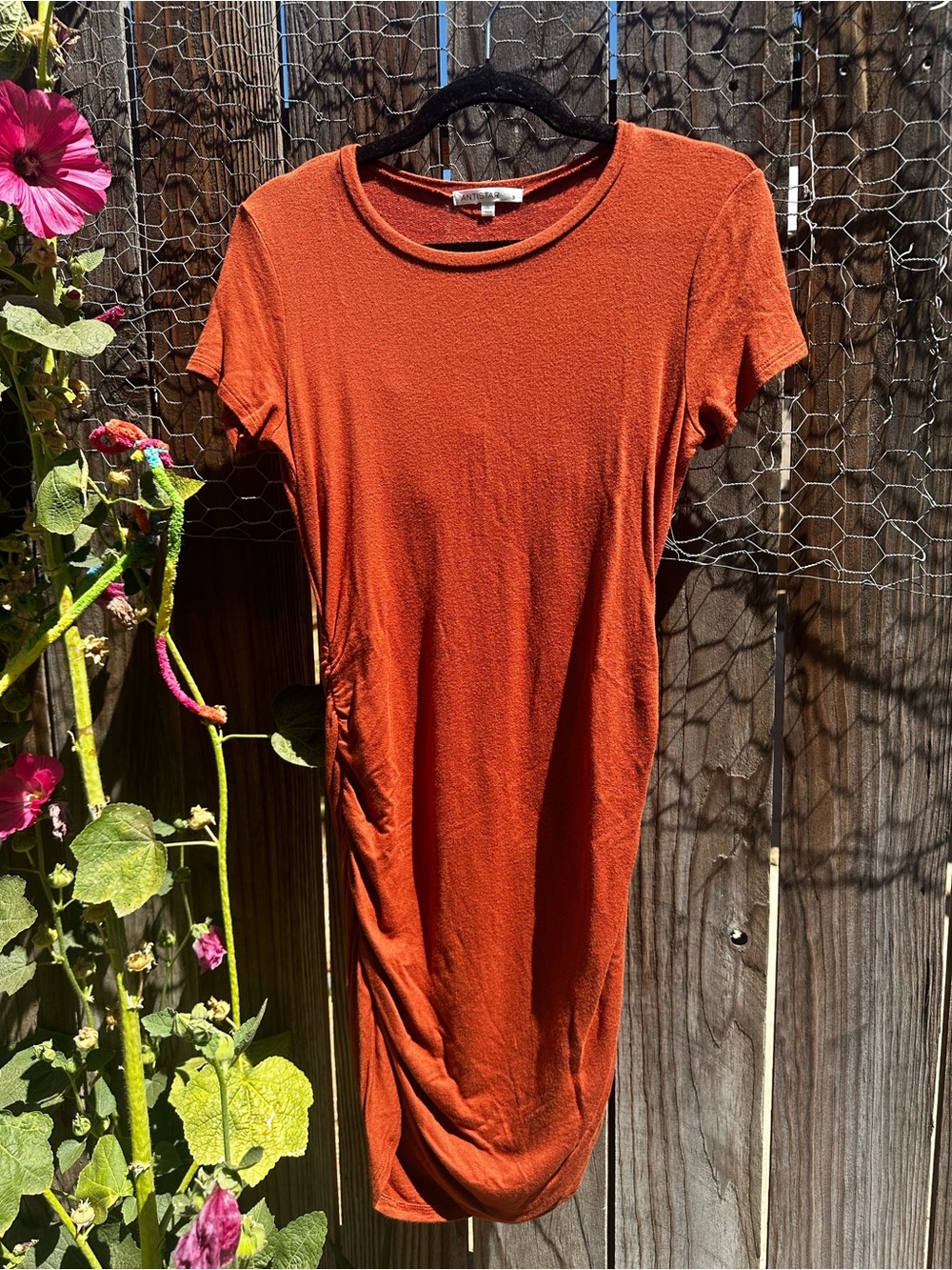 Women's Mini Dress in Burnt Orange - Casual Short Sleeve